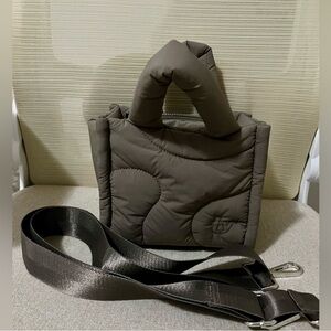 Quilted Puffer Tote Bag in Dark Taupe